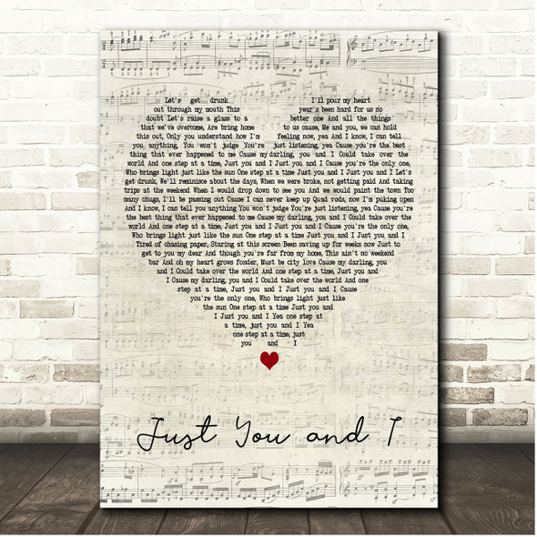 Tom Walker Just You And I Script Heart Song Lyric Print