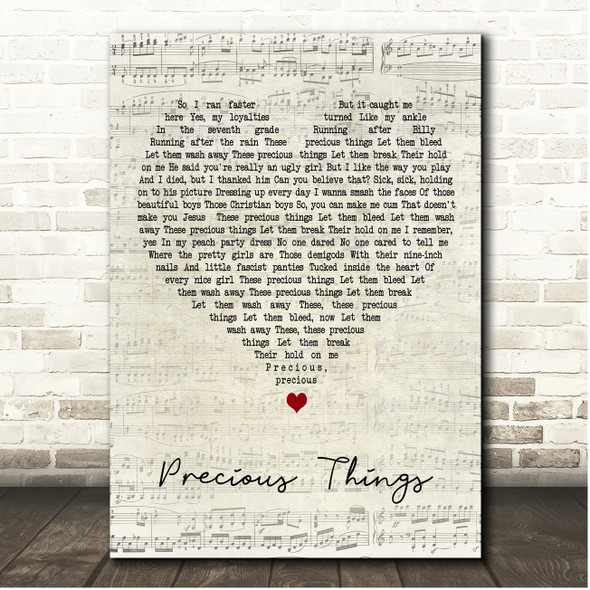 Tori Amos Precious Things Script Heart Song Lyric Print