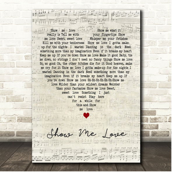 Tove Styrke Show Me Love Script Heart Song Lyric Print
