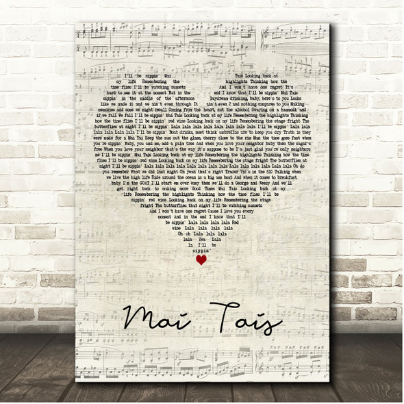 Train feat. Skylar Grey Mai Tais Script Heart Song Lyric Print