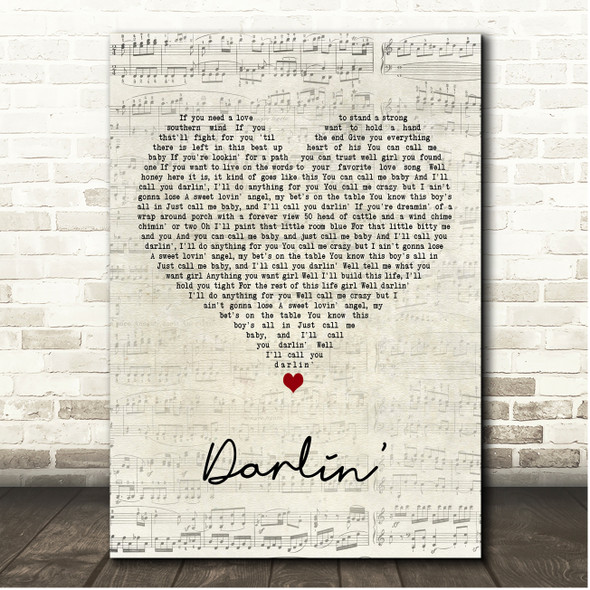 Triston Marez Darlin' Script Heart Song Lyric Print