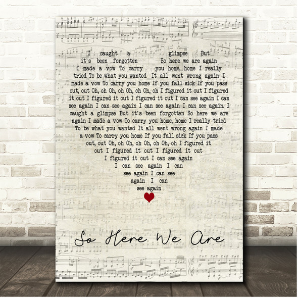 Bloc Party So Here We Are Script Heart Song Lyric Print