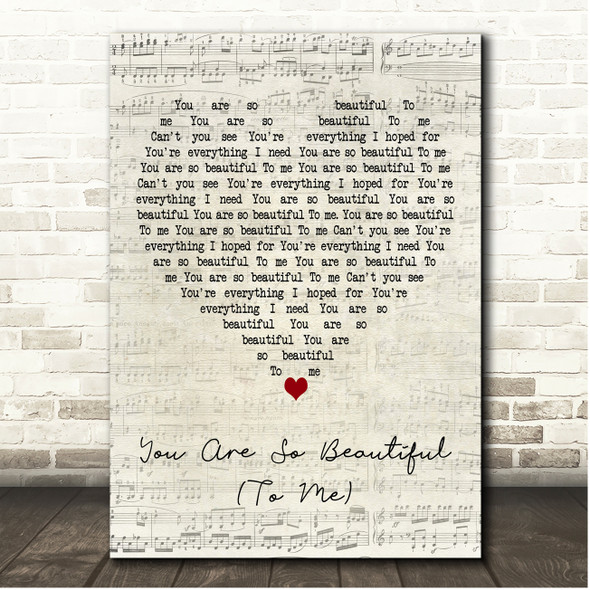 Westlife You Are So Beautiful (To Me) Script Heart Song Lyric Print