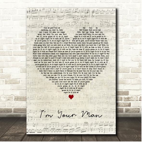 Wham! I'm Your Man Script Heart Song Lyric Print