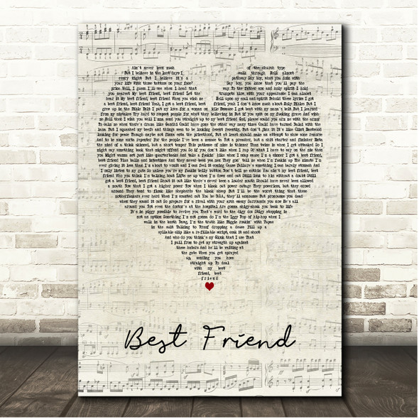 Yelawolf Best Friend Script Heart Song Lyric Print