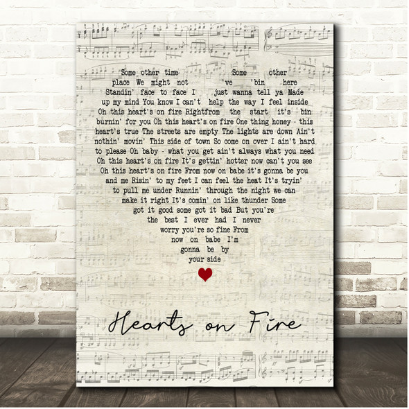 Bryan Adams Hearts on Fire Script Heart Song Lyric Print