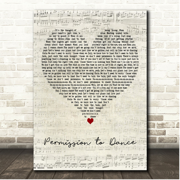 BTS Permission to Dance Script Heart Song Lyric Print