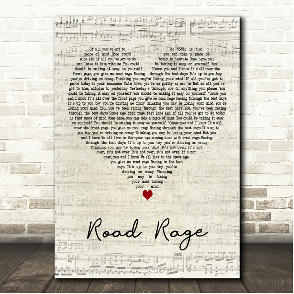 Catatonia Road Rage Script Heart Song Lyric Print