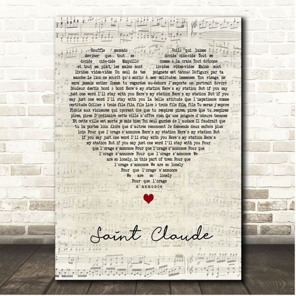 Christine and the Queens Saint Claude Script Heart Song Lyric Print