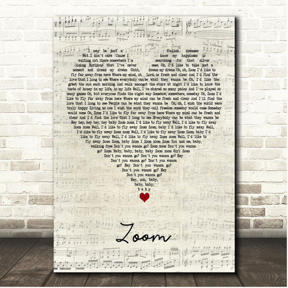 Commodores Zoom Script Heart Song Lyric Print