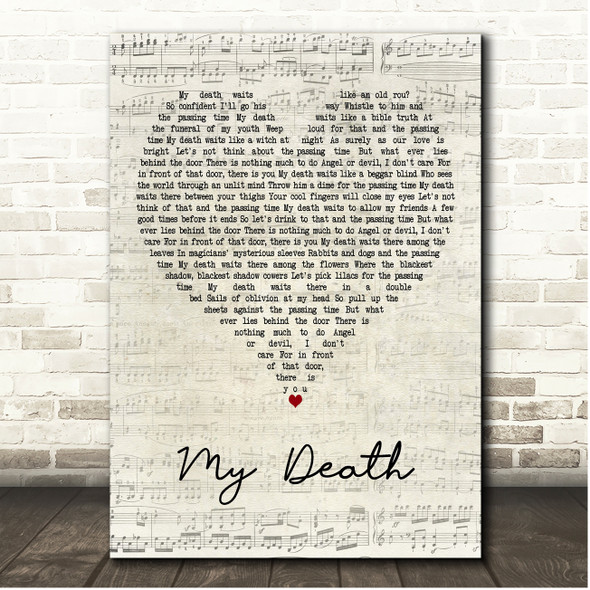 David Bowie My Death Script Heart Song Lyric Print