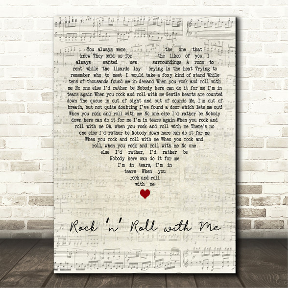 David Bowie Rock n Roll with Me Script Heart Song Lyric Print