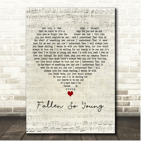 Declan J Donovan Fallen So Young Script Heart Song Lyric Print