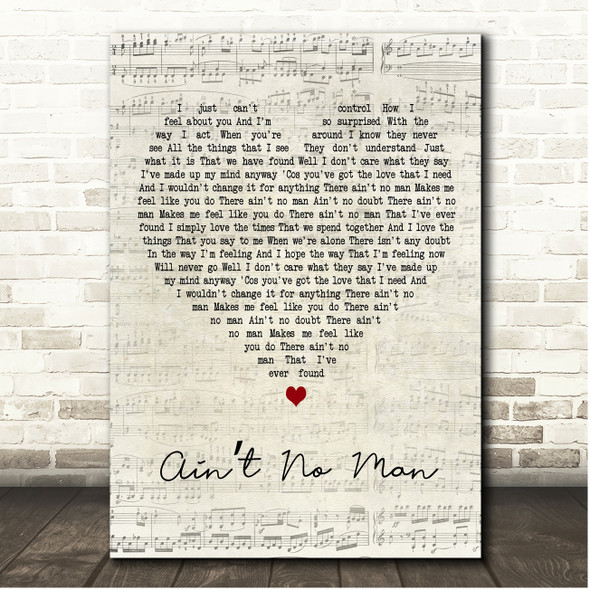 Dina Carroll Aint No Man Script Heart Song Lyric Print