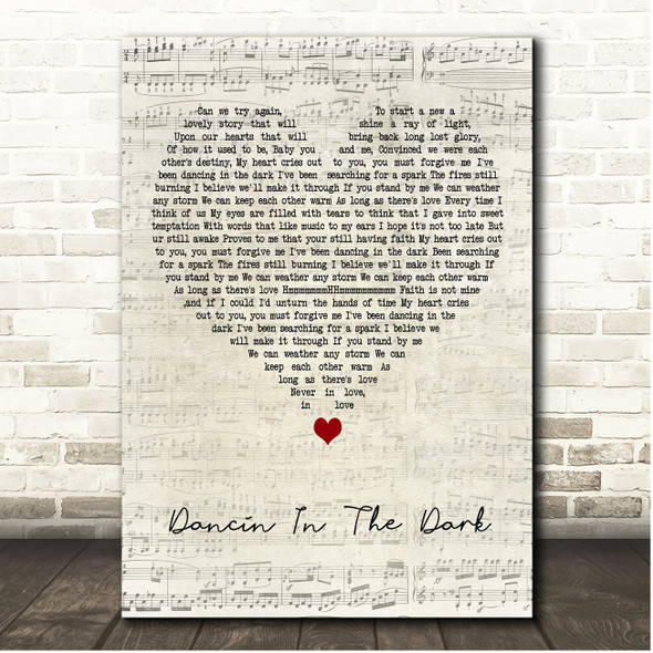 DJ Cammy Dancin In The Dark Script Heart Song Lyric Print