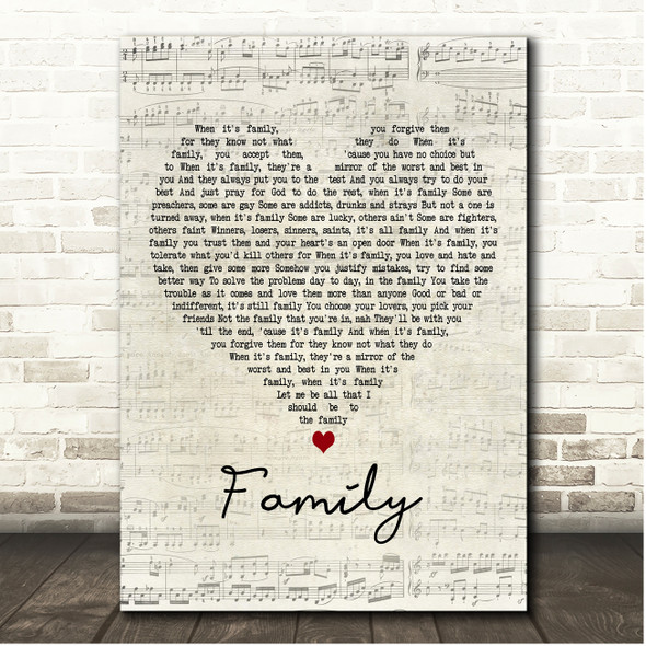 Dolly Parton Family Script Heart Song Lyric Print
