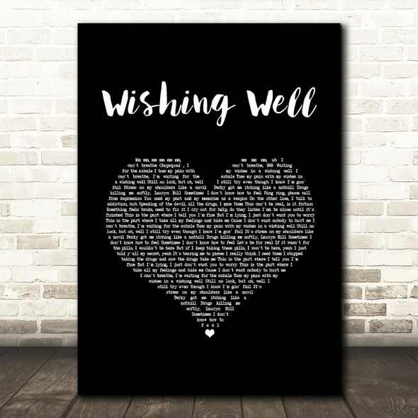 Juice WRLD Wishing Well Black Heart Song Lyric Music Art Print