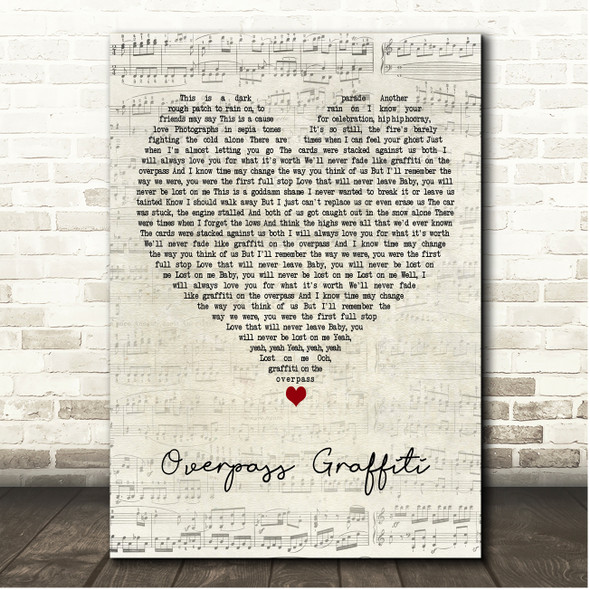 Ed Sheeran Overpass Graffiti Script Heart Song Lyric Print
