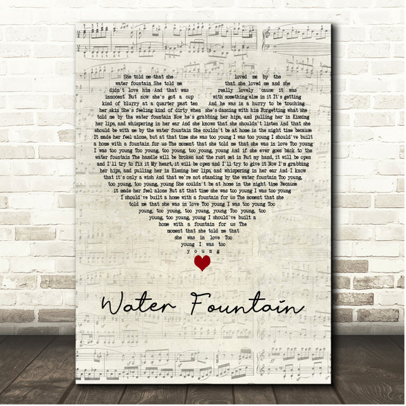 Alec Benjamin Water Fountain Script Heart Song Lyric Print