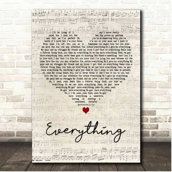 Ella Mai feat. John Legend Everything Script Heart Song Lyric Print
