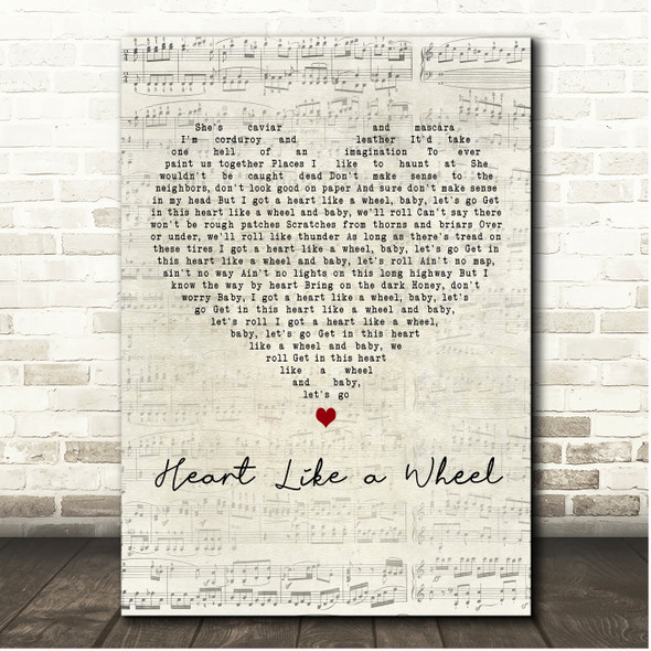 Eric Church Heart Like a Wheel Script Heart Song Lyric Print