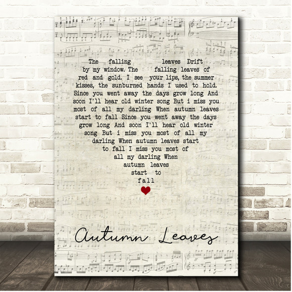 Eva Cassidy Autumn Leaves Script Heart Song Lyric Print
