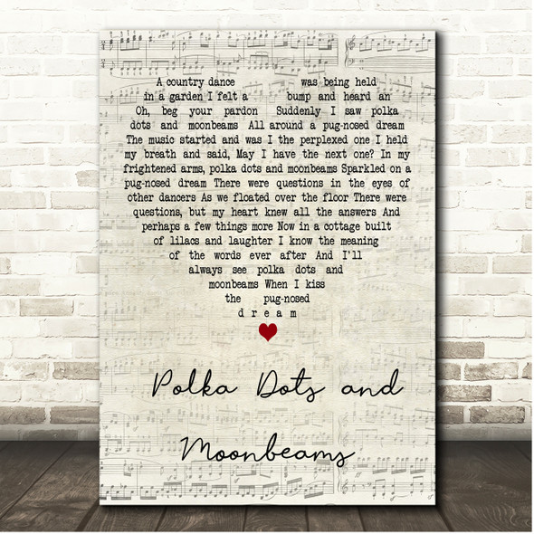 Frank Sinatra Polka Dots And Moonbeams Script Heart Song Lyric Print