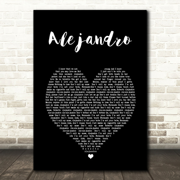 Lady Gaga Alejandro Black Heart Song Lyric Music Art Print