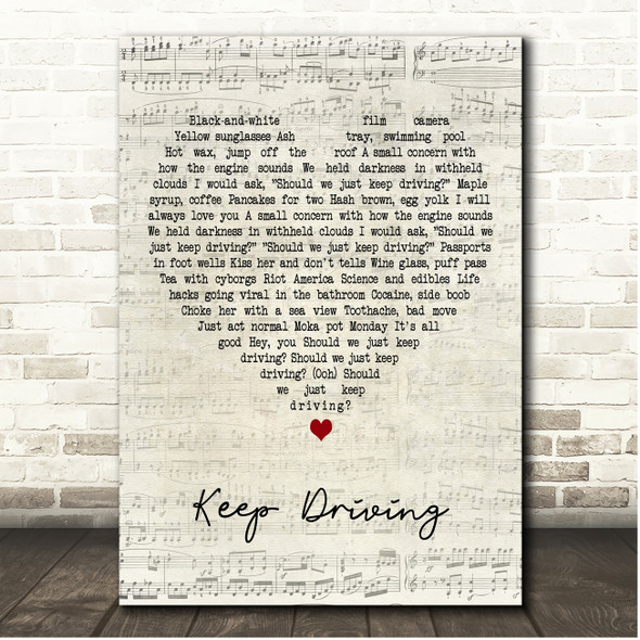 Harry Styles Keep Driving Script Heart Song Lyric Print