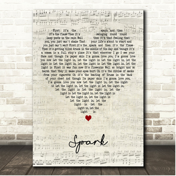 Amber Run Spark Script Heart Song Lyric Print