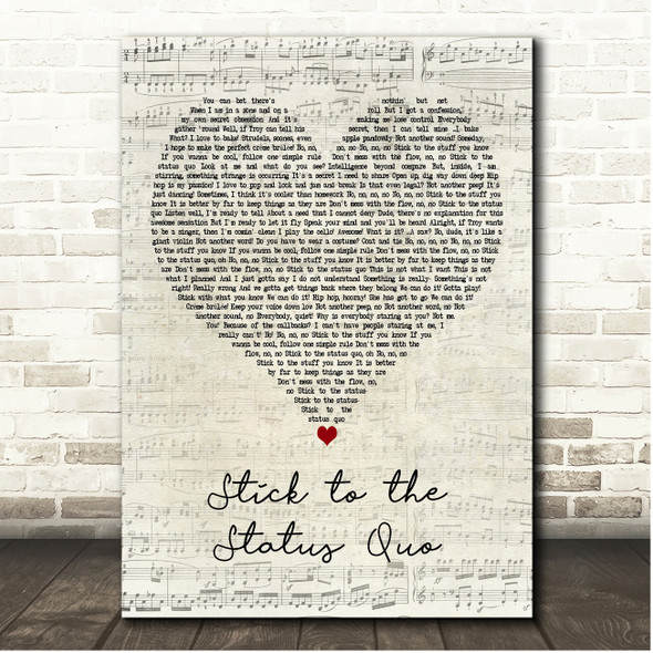 High School Musical Cast Stick to the Status Quo Script Heart Song Lyric Print