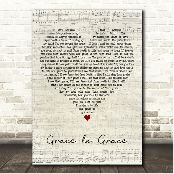 Hillsong Worship Grace to Grace Script Heart Song Lyric Print