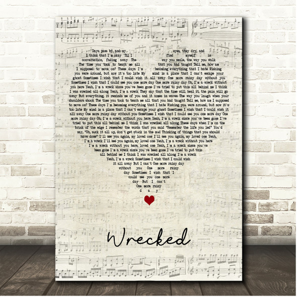 Imagine Dragons Wrecked Script Heart Song Lyric Print