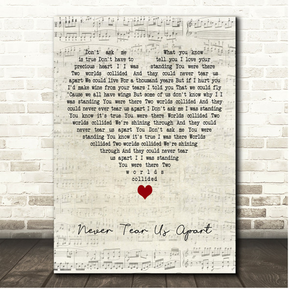 INXS Never Tear Us Apart Script Heart Song Lyric Print