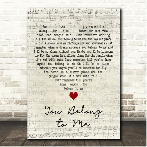 Jason Wade You Belong to Me Script Heart Song Lyric Print