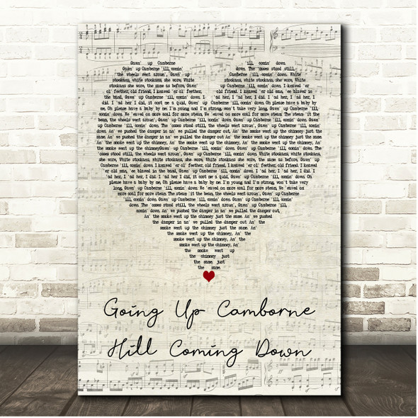 Andrew Morrison Going Up Camborne Hill Coming Down Script Heart Song Lyric Print