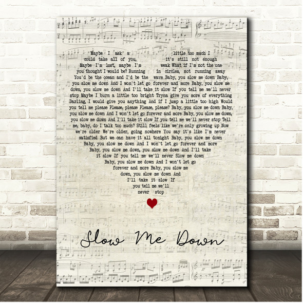 Jessie Ware Slow Me Down Script Heart Song Lyric Print