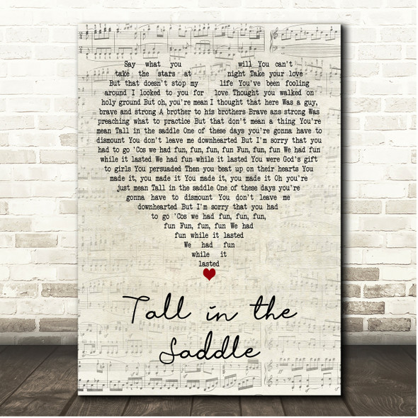 Joan Armatrading Tall in the Saddle Script Heart Song Lyric Print
