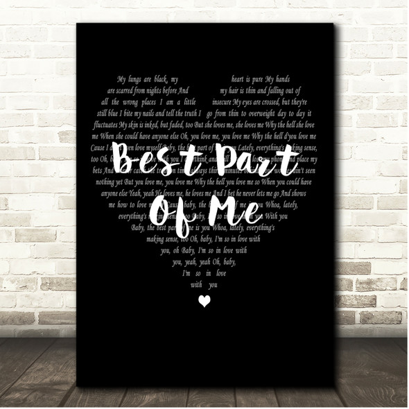Ed Sheeran (feat. YEBBA) Best Part Of Me Simple Heart Black & White Song Lyric Print