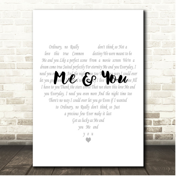Kenny Chesney Me And You Simple Heart Pale Grey Song Lyric Print