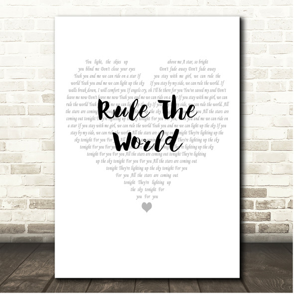 Take That Rule The World Simple Heart Pale Grey Song Lyric Print