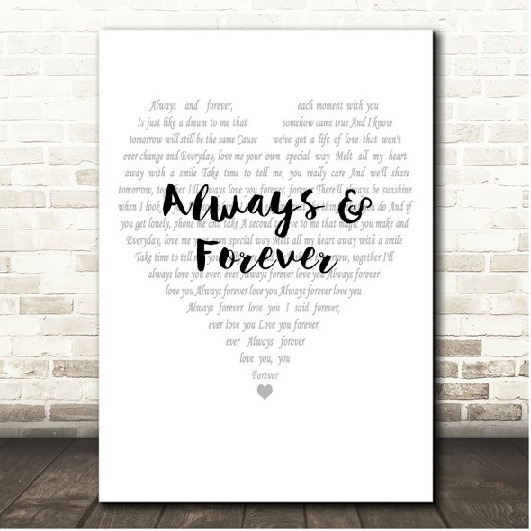 Heatwave Always And Forever Simple Heart Pale Grey Song Lyric Print