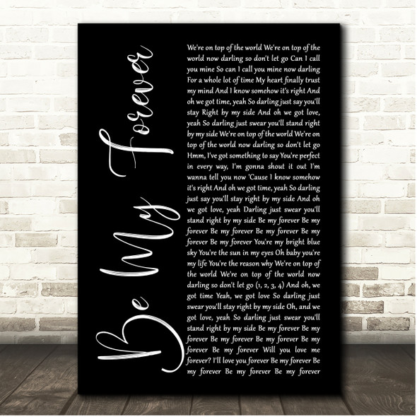 Christina Perri Be My Forever Black Script Song Lyric Print