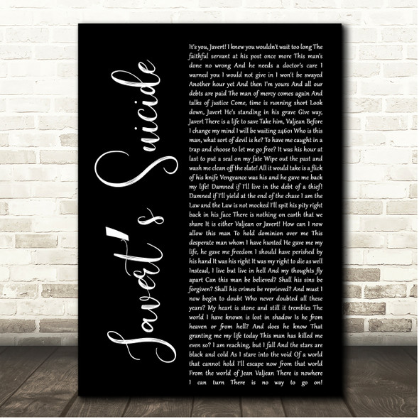 Claude-Michel Schönberg Javerts Suicide Black Script Song Lyric Print