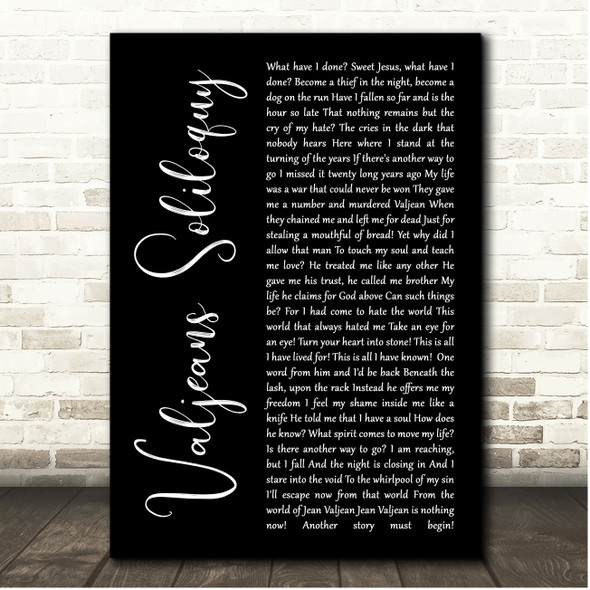 Claude-Michel Schönberg What Have I Done (Valjeans Soliloquy) Black Script Song Lyric Print