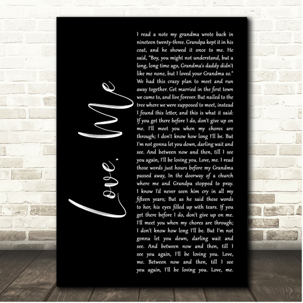 Collin Raye Love, Me Black Script Song Lyric Print