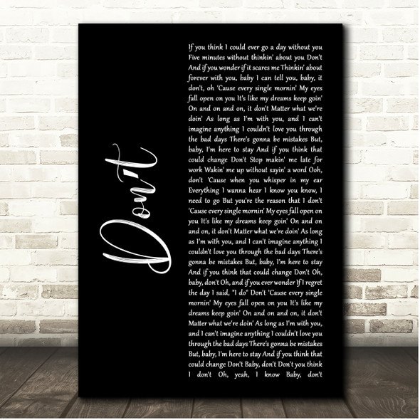 Darius Rucker Dont Black Script Song Lyric Print