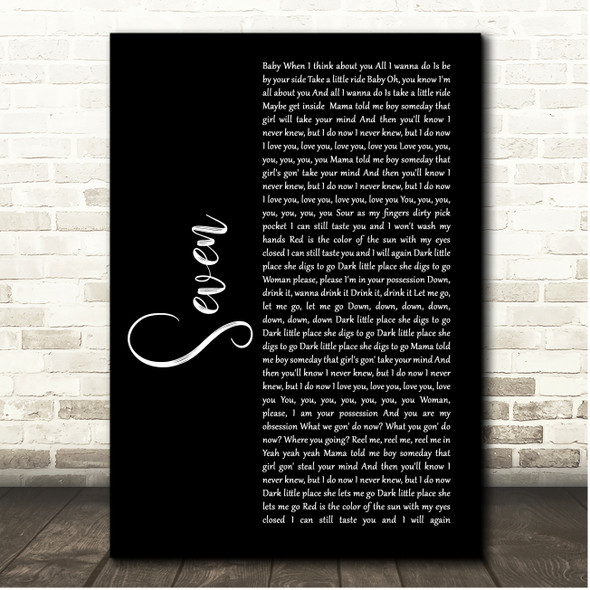 Dave Matthews Band Seven Black Script Song Lyric Print