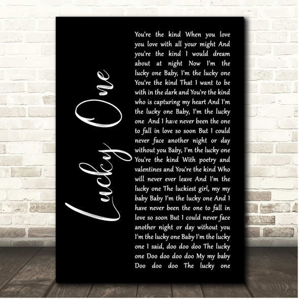 Amy Grant Lucky One Black Script Song Lyric Print