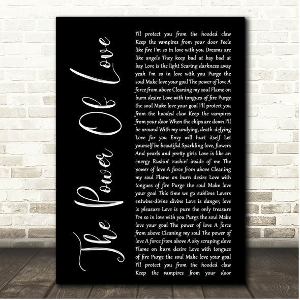 Frankie Goes To Hollywood The Power Of Love Black Script Song Lyric Print